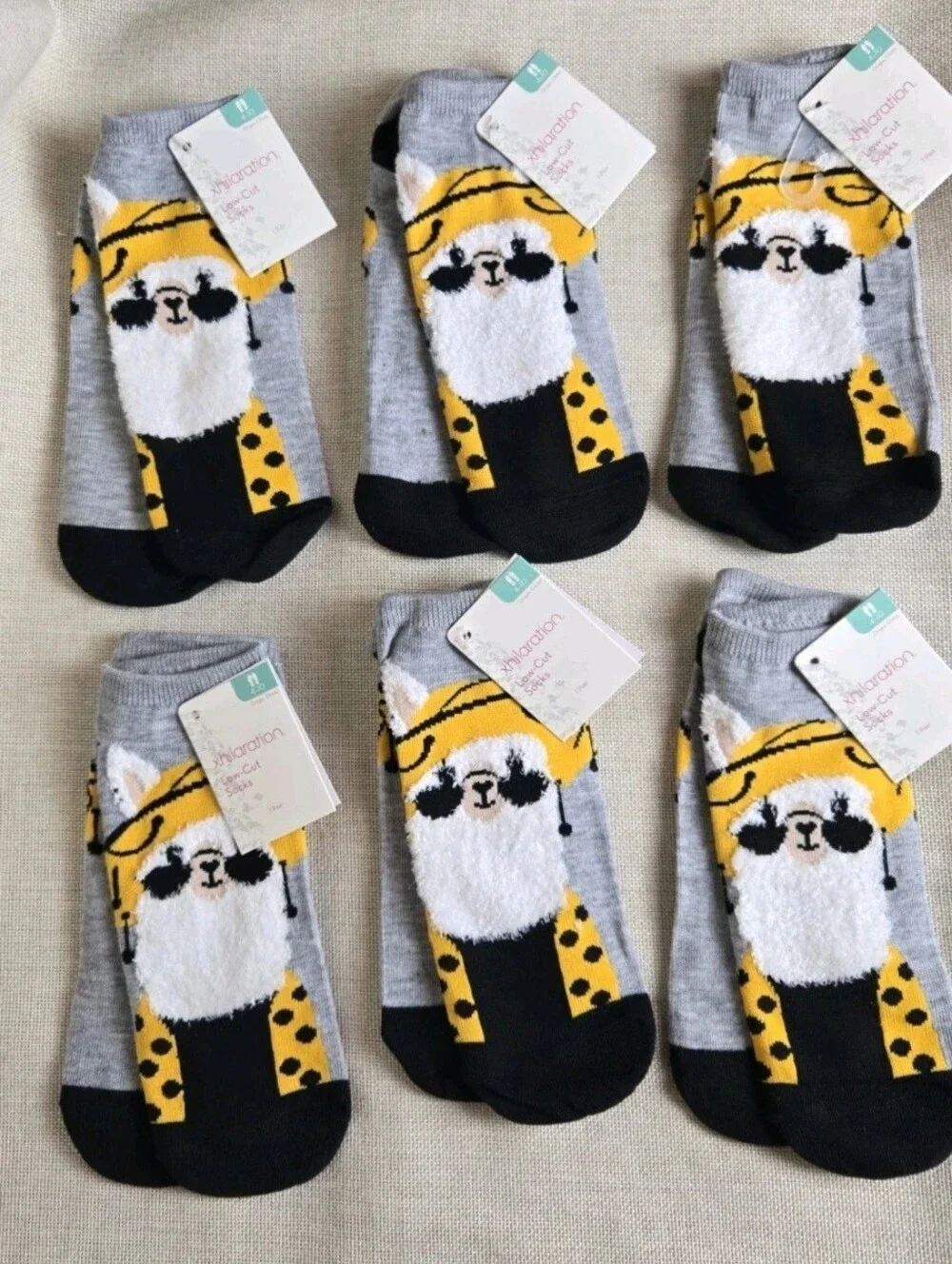 6 Pairs Xhilaration Llama Fuzzy Ankle Socks Low Cut Size 4-10 NWT